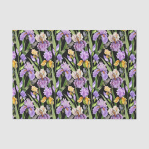 elegant tiled Iris floral pattern Tissue Paper