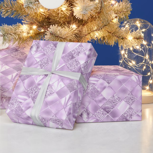 elegant tiled purple pattern Christmas  Wrapping Paper (Holidays)