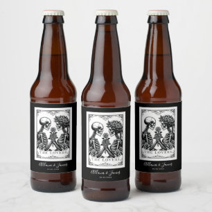 Elegant Till Death Do Us Part Gothic Wedding Beer Bottle Label