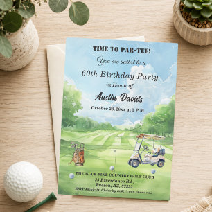 Elegant Time to Par-Tee 60th Golf Birthday Party Invitation