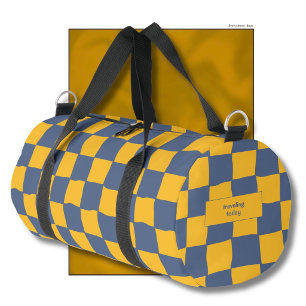 Elegant Timeless Name Yellow and Blue Check Duffle Bag