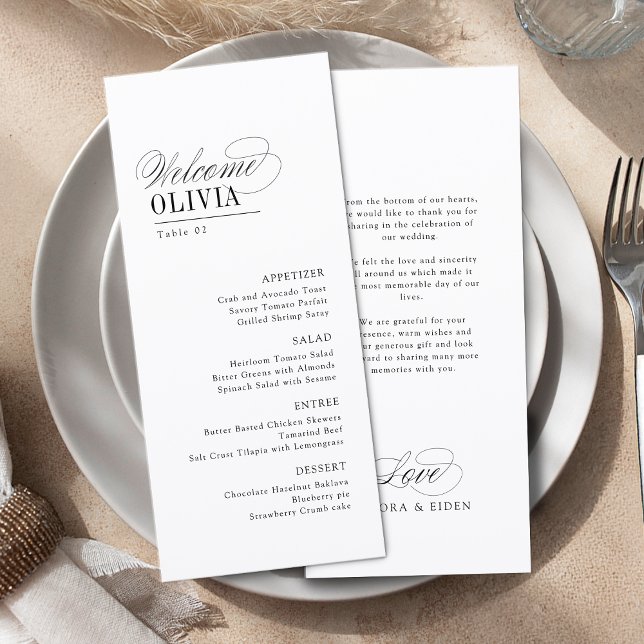 Elegant Timeless Typography Guest Name Wedding Menu (Elegant Timeless Typography Guest Name Wedding Menu)