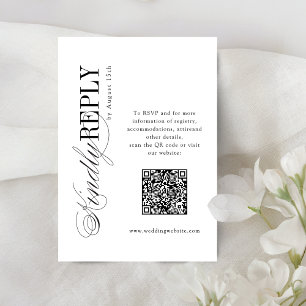 Elegant Timeless Typography Simple QR code wedding RSVP Card