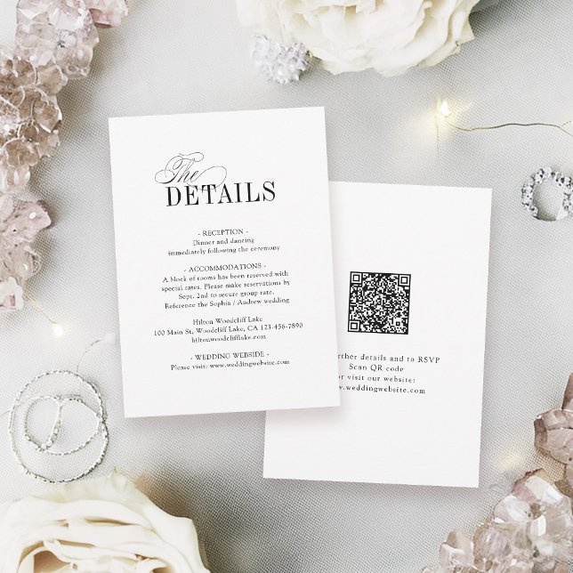Elegant Timeless Typography Simple Wedding Details Card (Elegant Timeless Typography Simple Wedding Details Note Card)
