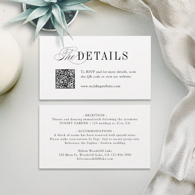 Elegant Timeless Typography Simple Wedding Details Place Card (Elegant Timeless Typography Simple Wedding Details Place Card)