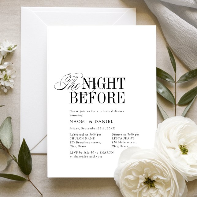 Elegant Timeless Typography The Night Before Invitation (Elegant Timeless Typography The Night Before Invitation)