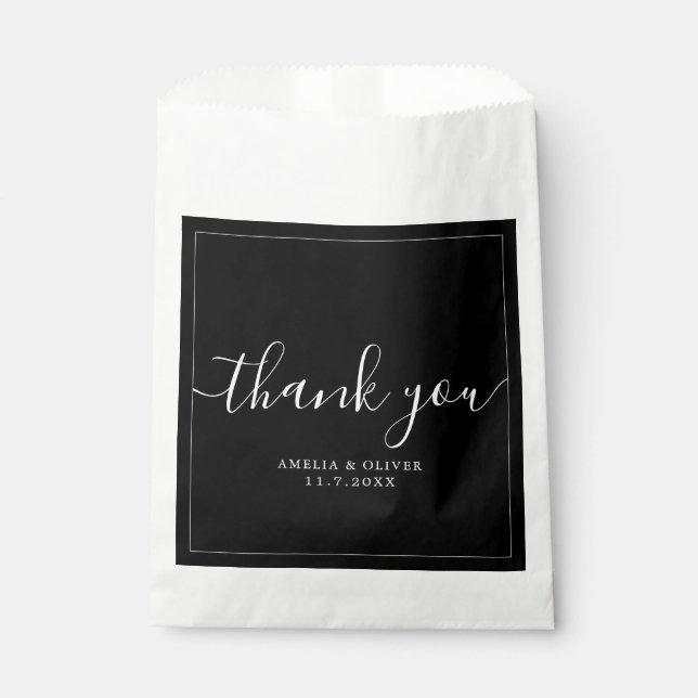 Elegant Timeless Wedding Thank You | Personalized  Favour Bag (Front)