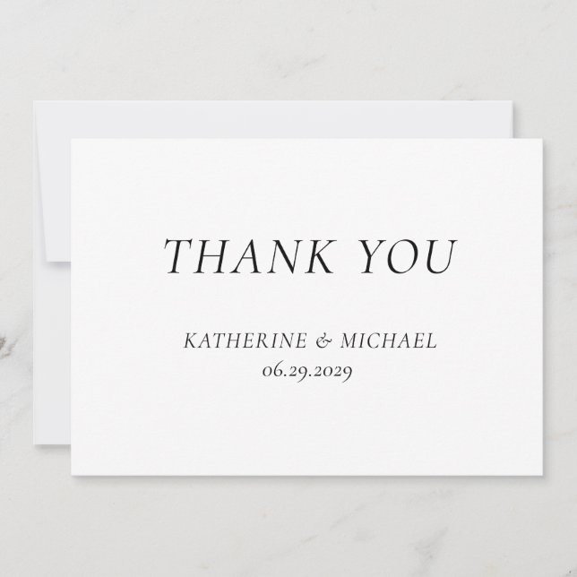 Elegant Timeless White Wedding Thank You Cards (Front)