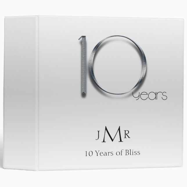 Elegant Tin 10th Wedding Anniversary Binder (Front/Spine)