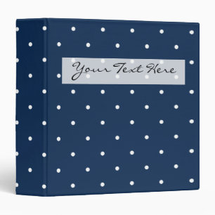 elegant tiny navy blue white polka dots pattern binder