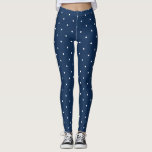 elegant tiny navy blue white polka dots pattern leggings<br><div class="desc">Elegant white polka dots pattern on a navy blue background.</div>