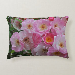 Elegant tiny pink roses accent pillow