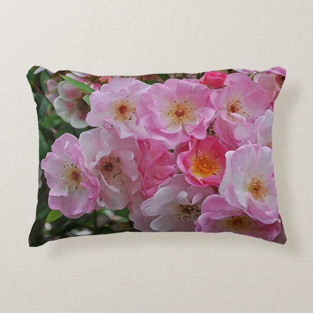 Elegant tiny pink roses accent pillow (Front)