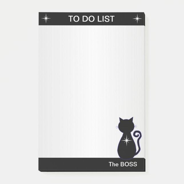 Elegant To Do List & Black Cat Silhouette Post-it Notes (Front)