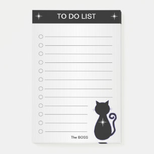 Elegant To Do List & Black Cat Silhouette Post-it Notes