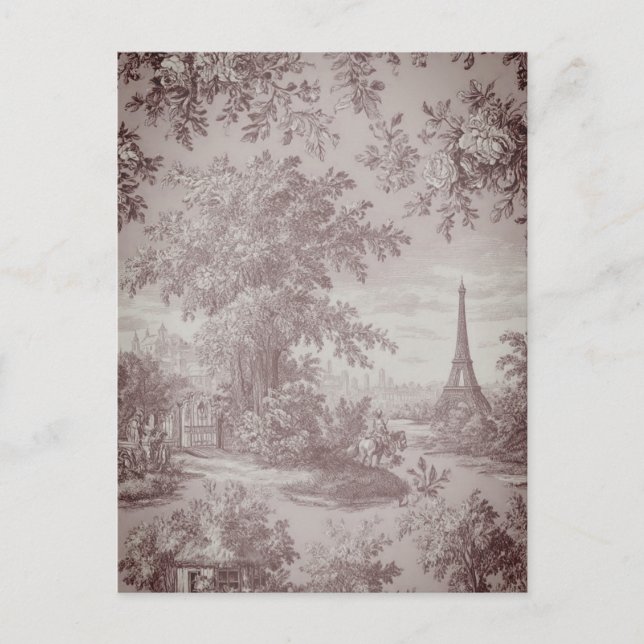 Elegant  Toile de Jouy French Country Scene  Postcard (Front)