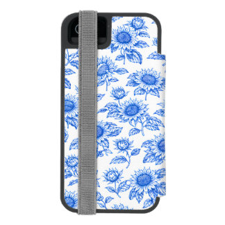 Elegant Toile du Jouy Sunflowers – Blue Botanical Incipio Watson™ iPhone 5 Wallet Case