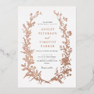 Elegant Toile Floral Wreath Wedding Rose Gold