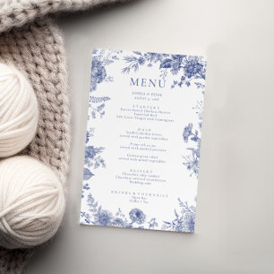 Elégant Toile Français Blue Floral Carte Menu