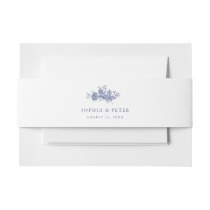Elegant Toile French Blue Floral Belly Band Invitation Belly Band