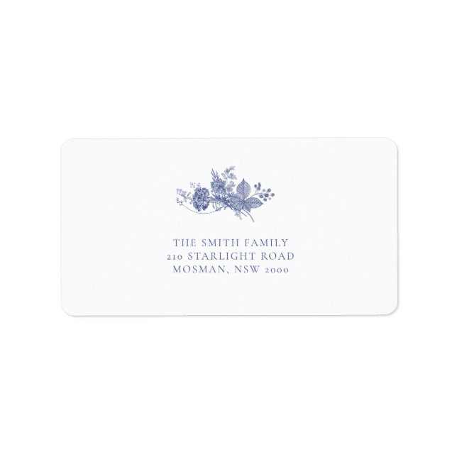 Elegant Toile French Blue Return Address Label (Front)