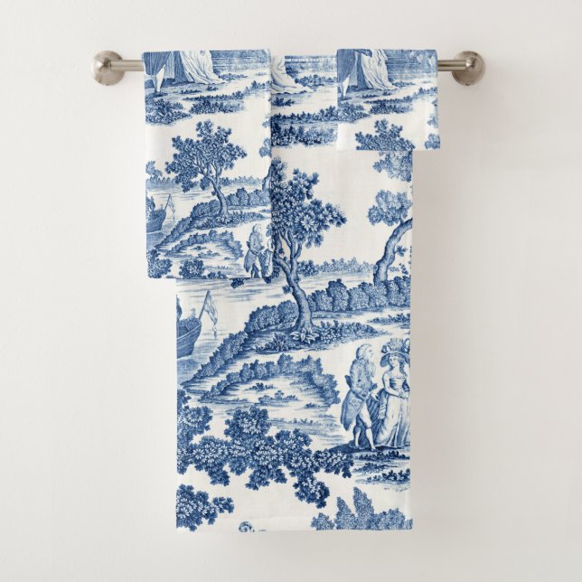 Elégant Toile Vintage Bleu et Blanc (En situation)