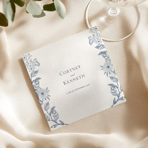 Elegant Toile Wedding Dusty Blue French Sketch Napkin