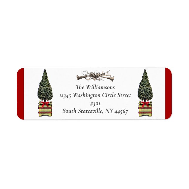 Elégant Topiary Christmas Tree Hunt Horn Red Bow (Devant)