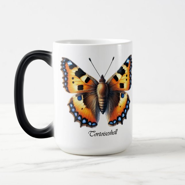 Elegant Tortoise Shell Butterfly Wrap  Magic Mug (Left)