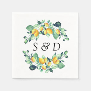 Elegant Toscana Eucalyptus Lemon Calligraphy Napkin