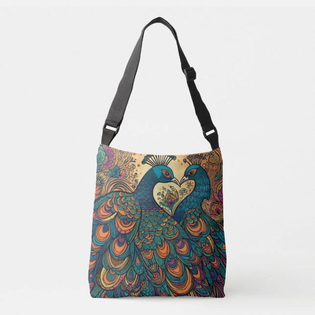 Elegant tote bag peacock birds inspirational quote (Front)