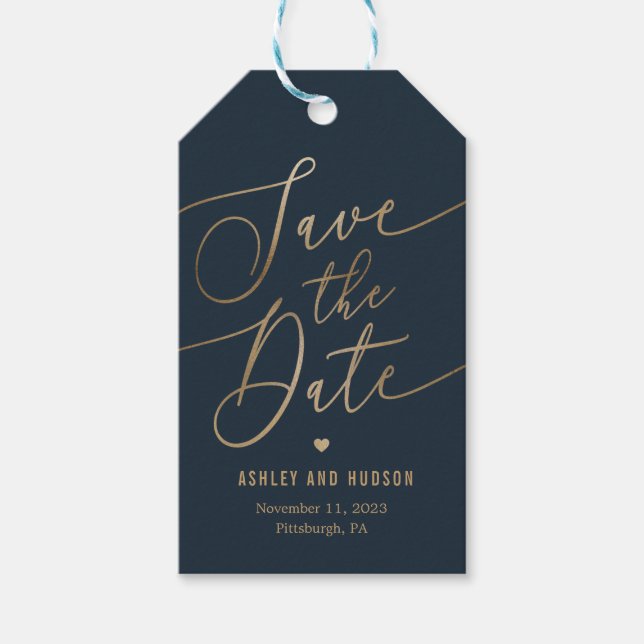 Elegant Touch Editable Colour Save The Date Tag (Front)