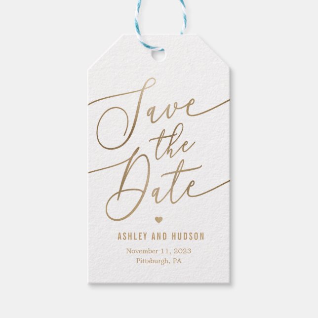 Elegant Touch Editable Colour Save The Date Tag (Front)
