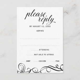 Élégant tourbillons de mariage RSVP avec choix de