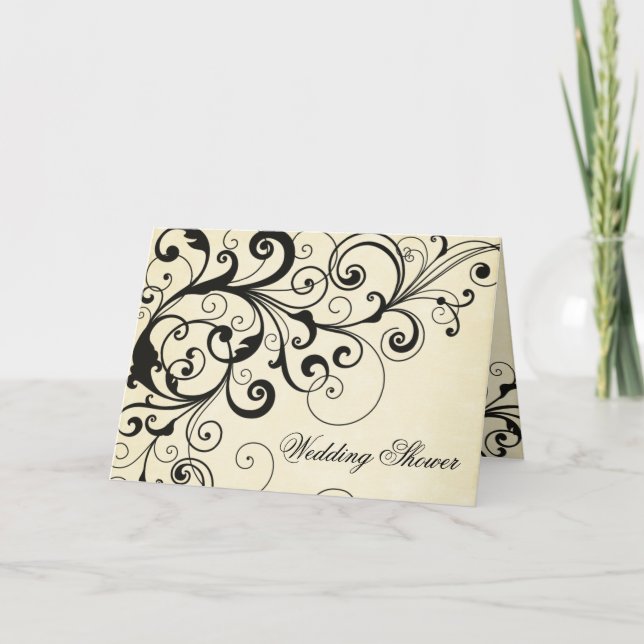 Elégant tourbillons mariage invitation douche nupt (Devant)