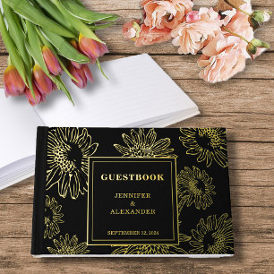 Elégant tournesol or Foil mariage Livre d'or