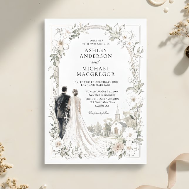 Elegant Traditional Bride Groom Wedding Invitation (Creator Uploaded)