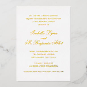 Elegant Traditional Formal Rehearsal Dinner Gold