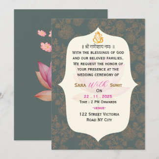 Elegant Traditional Indian Wedding Invitation 