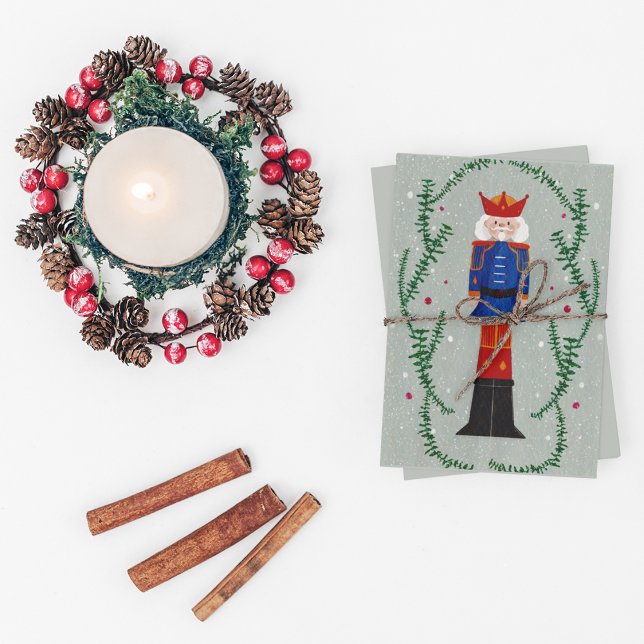 Elegant Traditional Merry Christmas Nutcracker Holiday Postcard (Front)