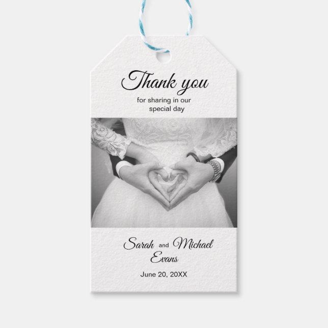 Elegant Traditional Photo Wedding Favour Tags (Front)