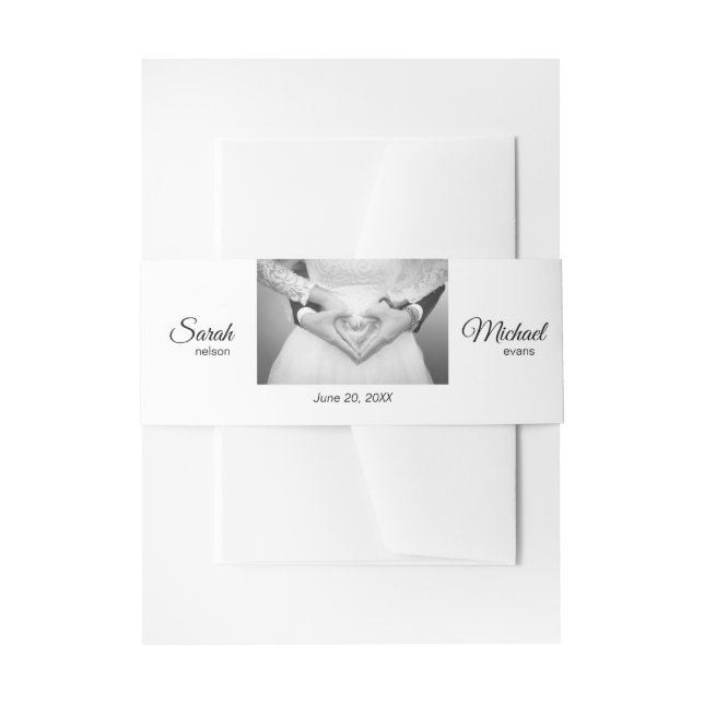 Elegant Traditional Photo Wedding Invitation Belly Band (Front Example)