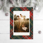 Elegant Traditional Red and Green Plaid Photo Foil Holiday Card<br><div class="desc">Original plaid pattern: festive red and green with touches of real gold foil</div>