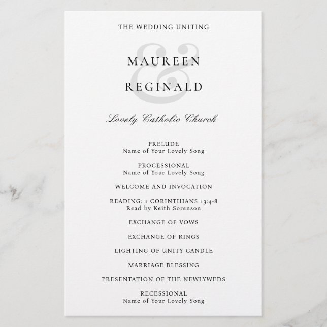 Elegant Traditional Wedding Program (Front)