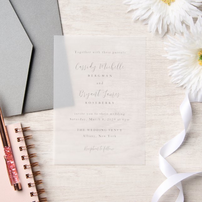 Elegant Traditional Wedding Vellum Invitations (Wedding)
