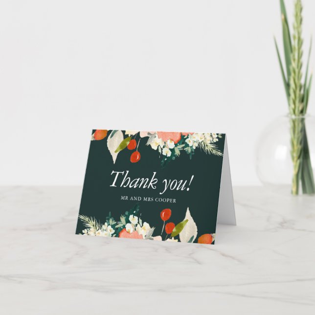 Elegant Traditions Botanical Wedding Thank You Card (Front)