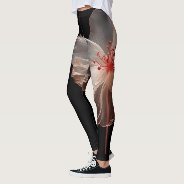 Elegant translucent flower on black leggings (Left)