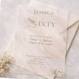 Elegant Transparent Marbled 60th Birthday Acrylic Invitations