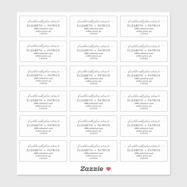 Elegant Transparent Return Address Labels (Sheet)