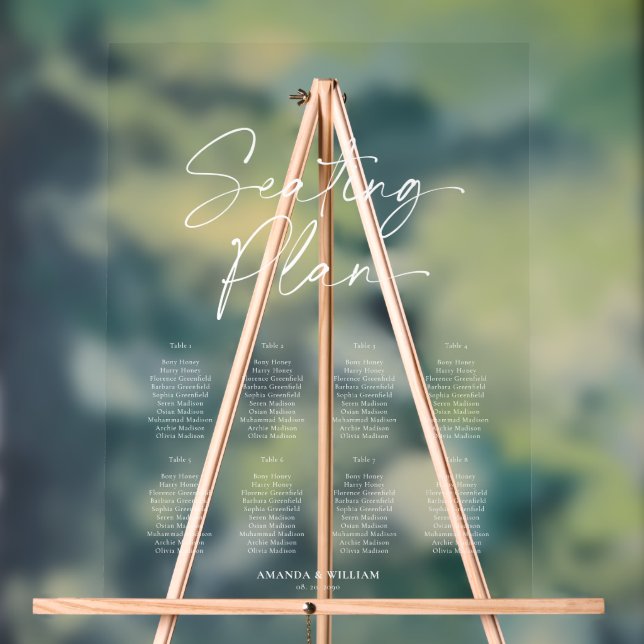 Elegant Transparent Wedding Seating Chart (Neutral)